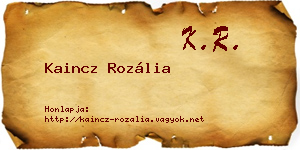 Kaincz Rozália névjegykártya